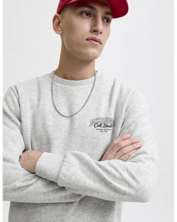 Bluza de trening regular-fit cu decolteu la baza gatului Makoto, Gri deschis melange