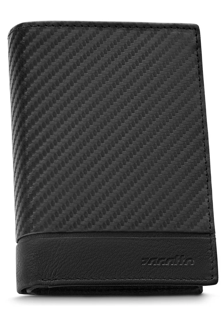 Portofel barbati, ®, ZG-N4-F7, Fabriano, Piele naturala, 9x12.5x2.5 cm, Negru
