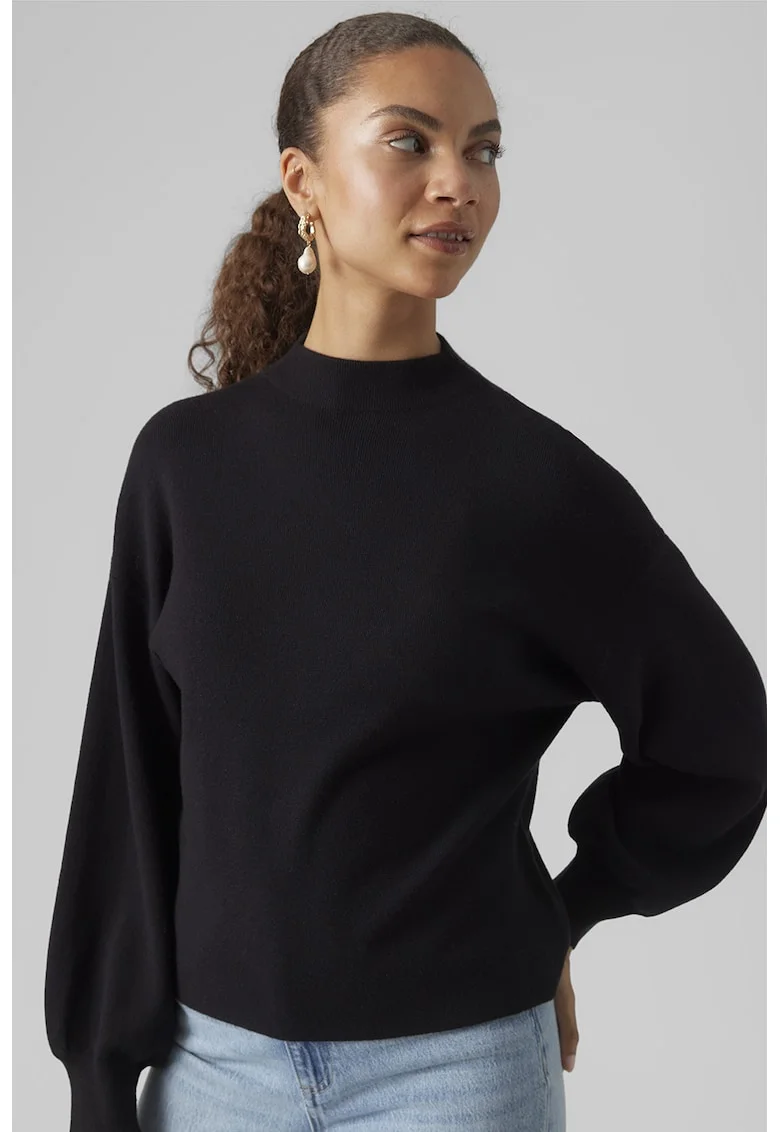 Pulover cu maneci bufante, Negru
