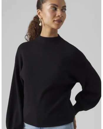 Pulover cu maneci bufante, Negru