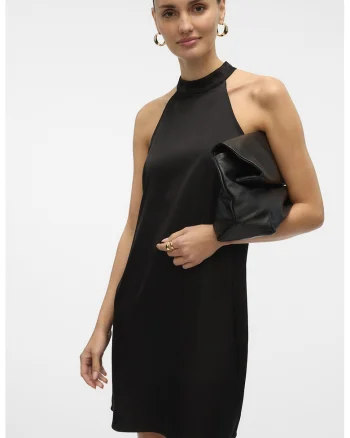 Rochie mini cu decolteu halter, Negru