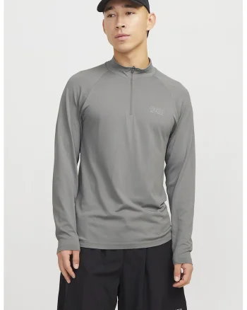Bluza slim fit cu detaliu logo, Gri