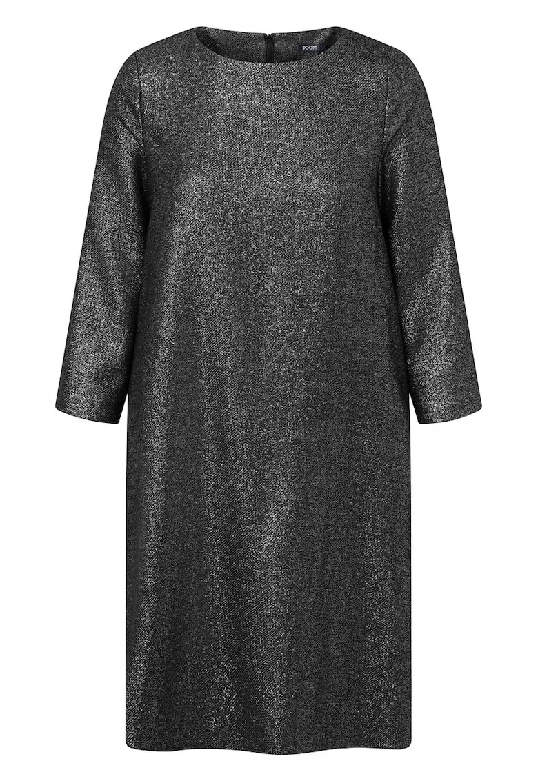 Rochie lejera din amestesc de lana, cu decolteu rotund, Negru