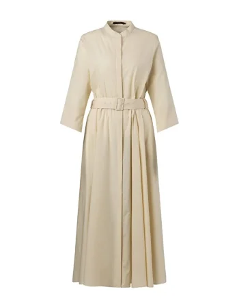 Rochie midi cu o curea in talie, Crem