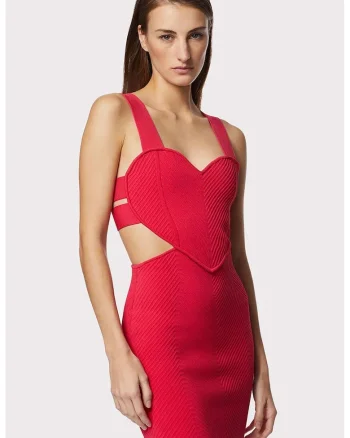 Rochie mini cambrata, cu detaliu in forma de inima, Rosu