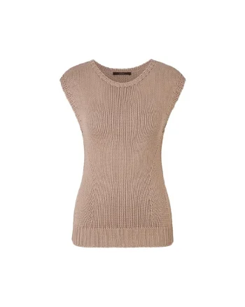 Vesta din tricot cu guler rotund, Maro