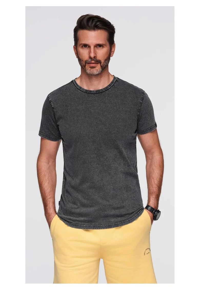 Tricou cu efect decolorat  OM-TSWT-0116, Negru