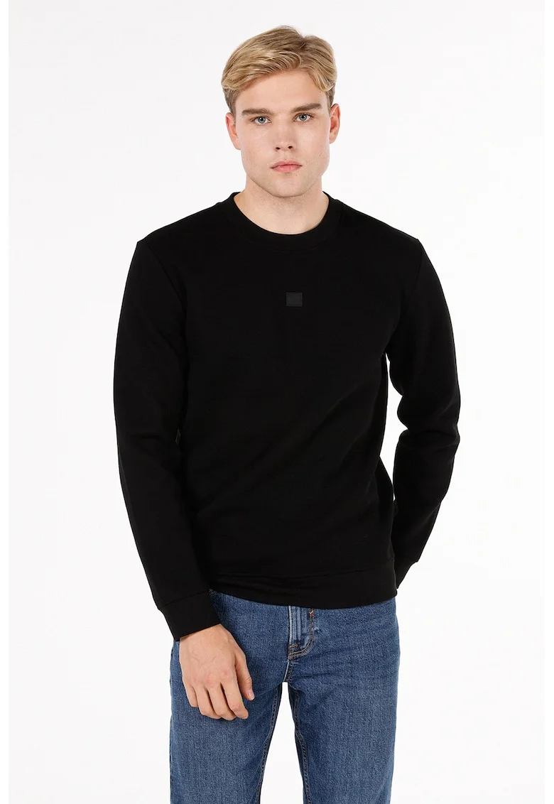 Bluza de trening cu decolteu la baza gatului, Negru