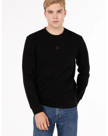 Bluza de trening cu decolteu la baza gatului, Negru