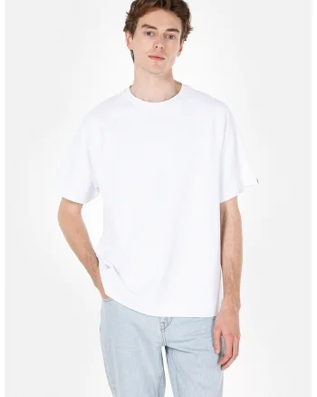 Tricou supradimensionat din amestec de bumbac, Alb optic