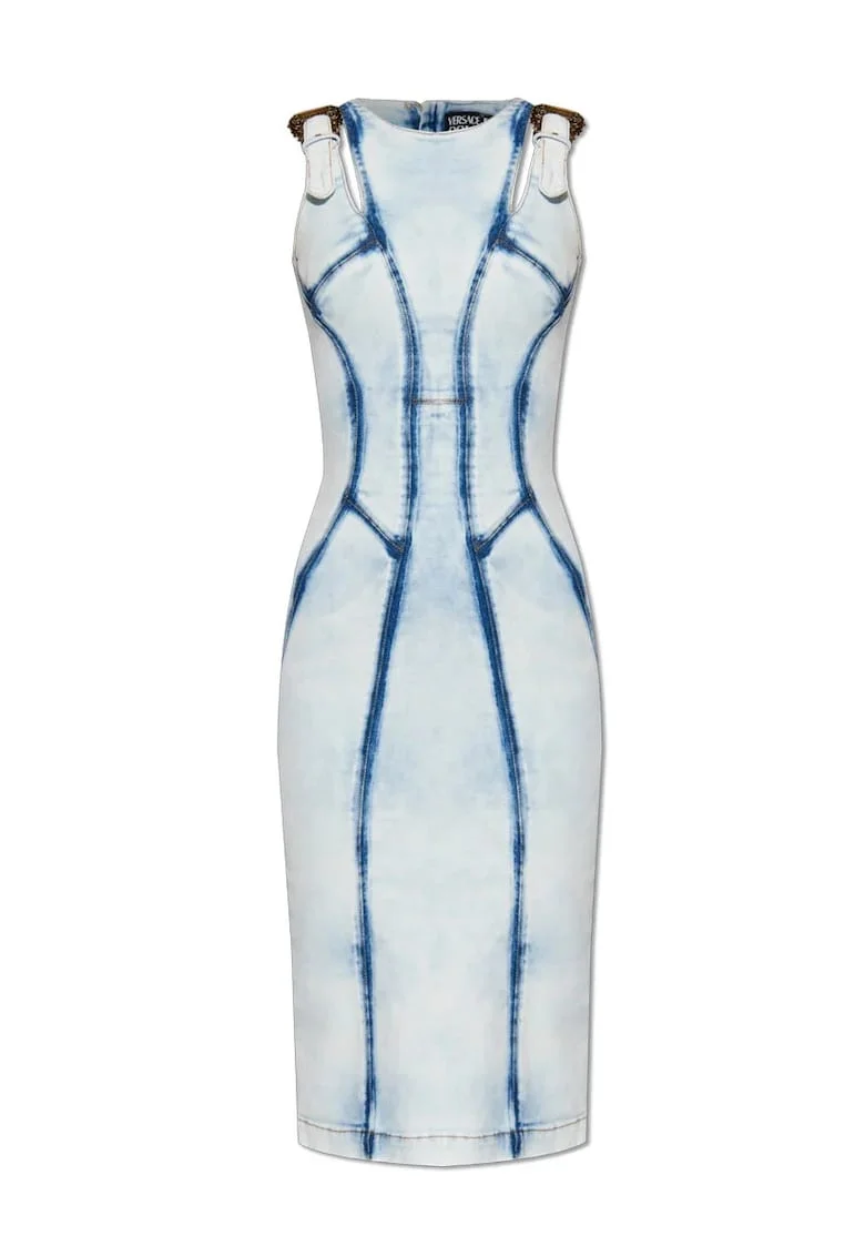 Rochie midi cu închidere prin fermoar la spate, Albastru