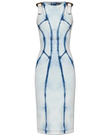 Rochie midi cu închidere prin fermoar la spate, Albastru
