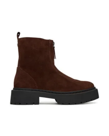 Botine dama  piele naturala, Maro inchis