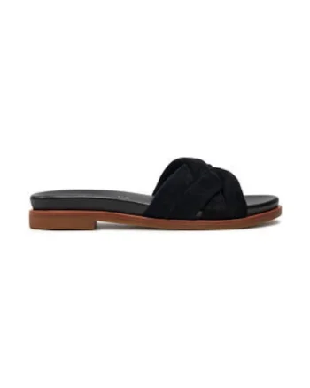 Slapi dama,  piele naturala, negru