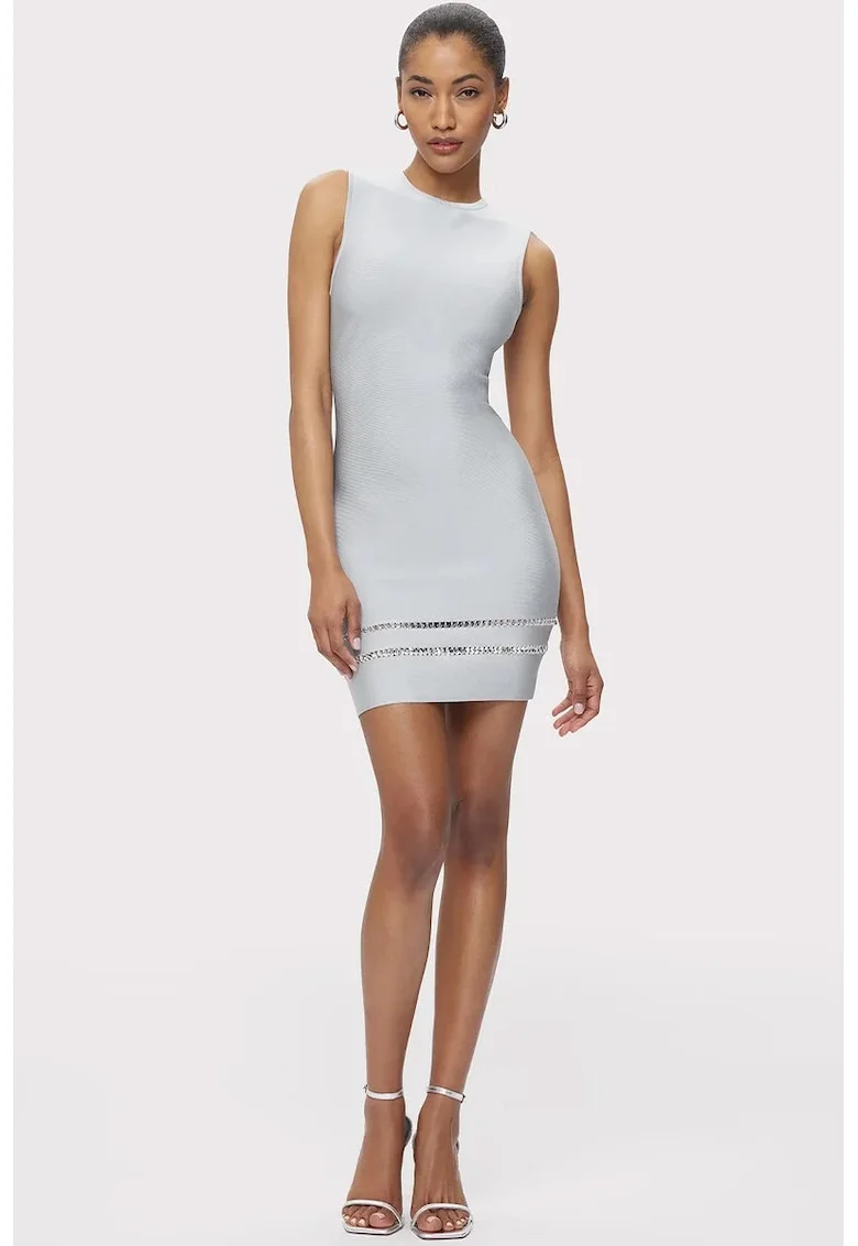 Rochie mini fara maneci care accentueaza silueta, Gri