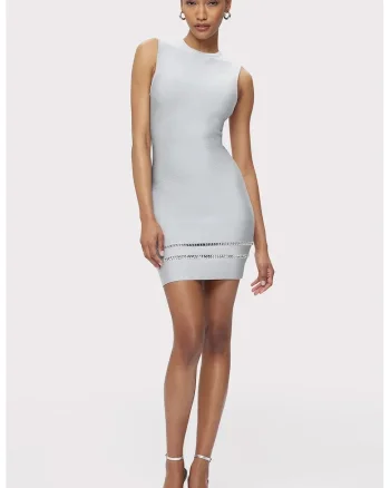 Rochie mini fara maneci care accentueaza silueta, Gri