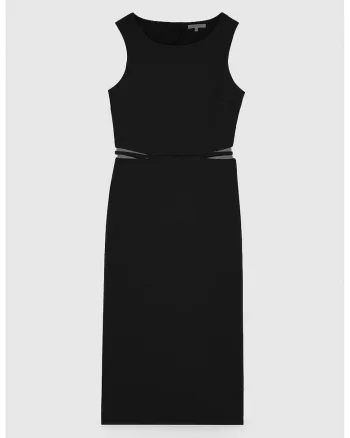 Rochie midi decupata lateral si la spate, Negru