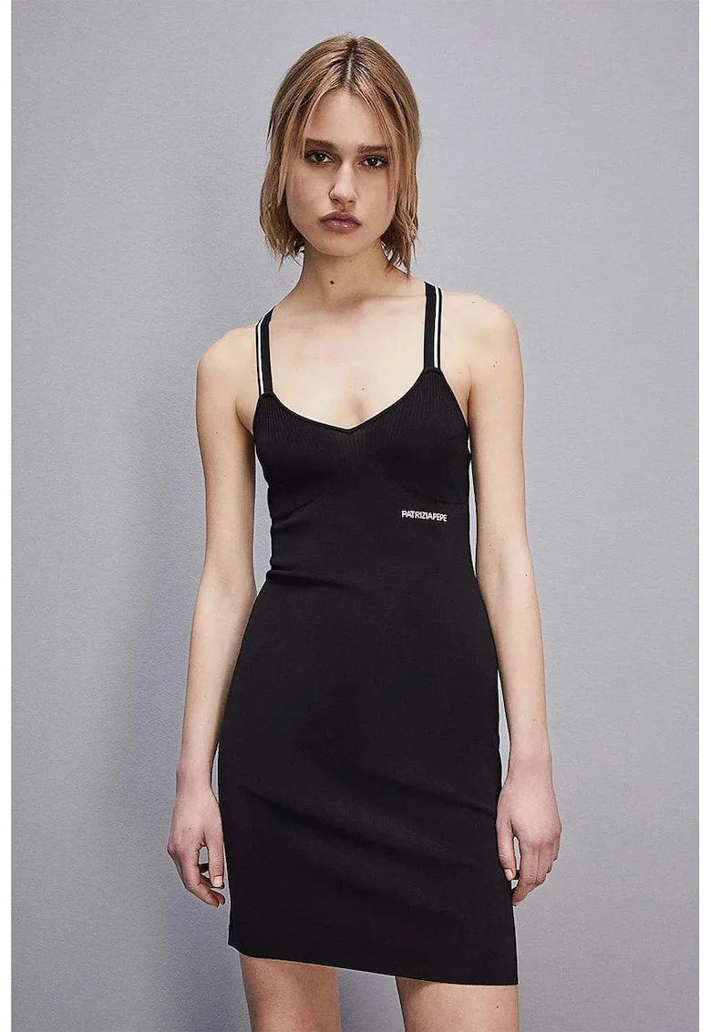 Rochie mini cu decolteu in V, Negru