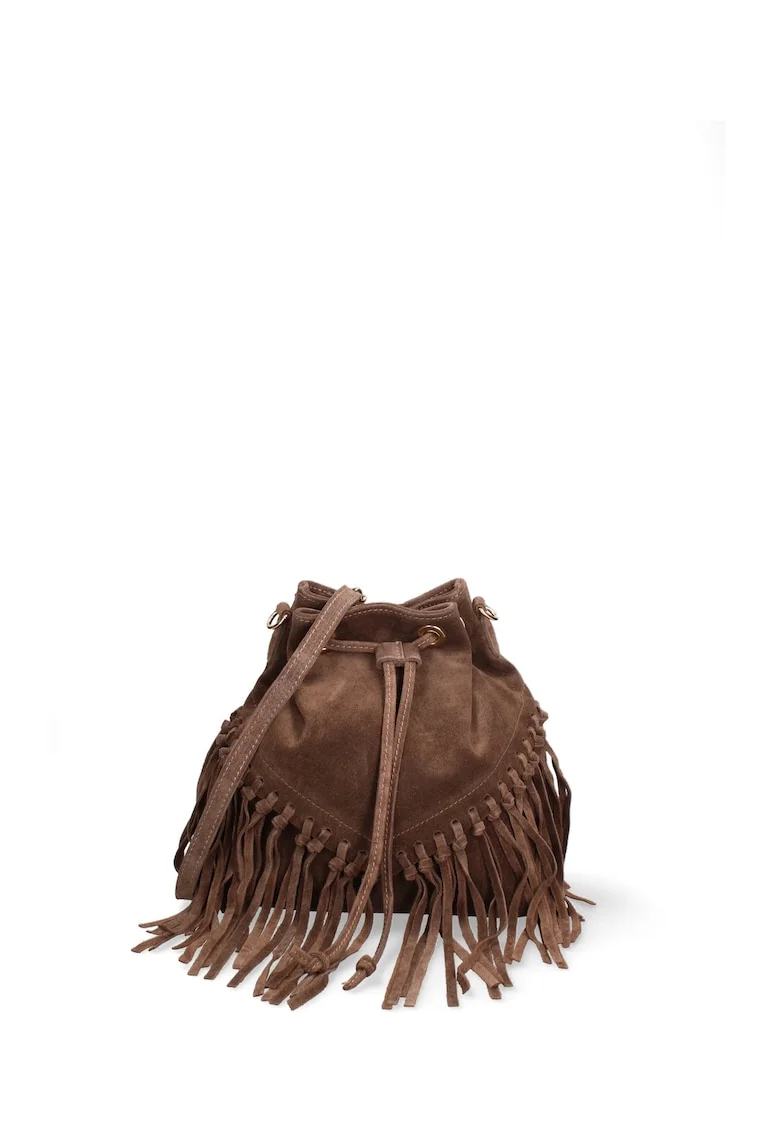 Geanta bucket din piele intoarsa Umbria Plus