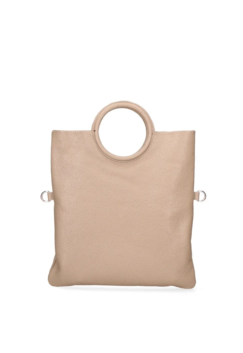 Geanta din piele cu maner Valora Chic, Maro taupe