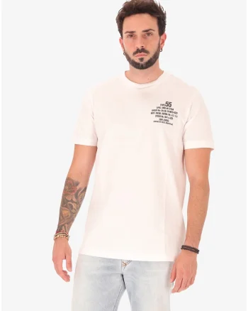 Tricou de bumbac cu imprimeu text, Alb