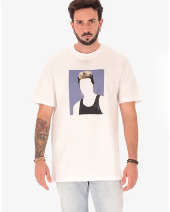 Tricou lejer cu imprimeu, Alb