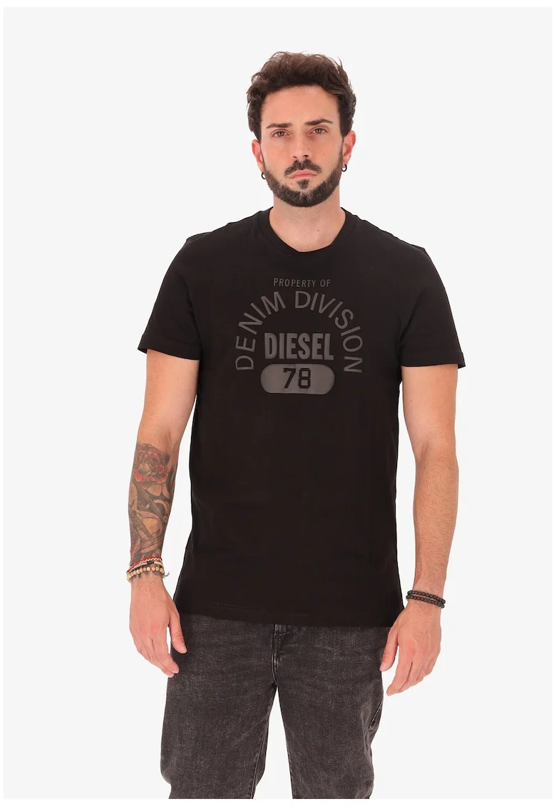 Tricou cu imprimeu logo, Negru