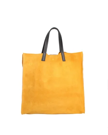 Geanta tote din piele intoarsa cu etui detasabil Novara Lux, Galben mustar