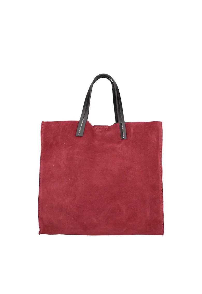 Geanta tote din piele intoarsa cu etui detasabil Novara Lux, Visiniu