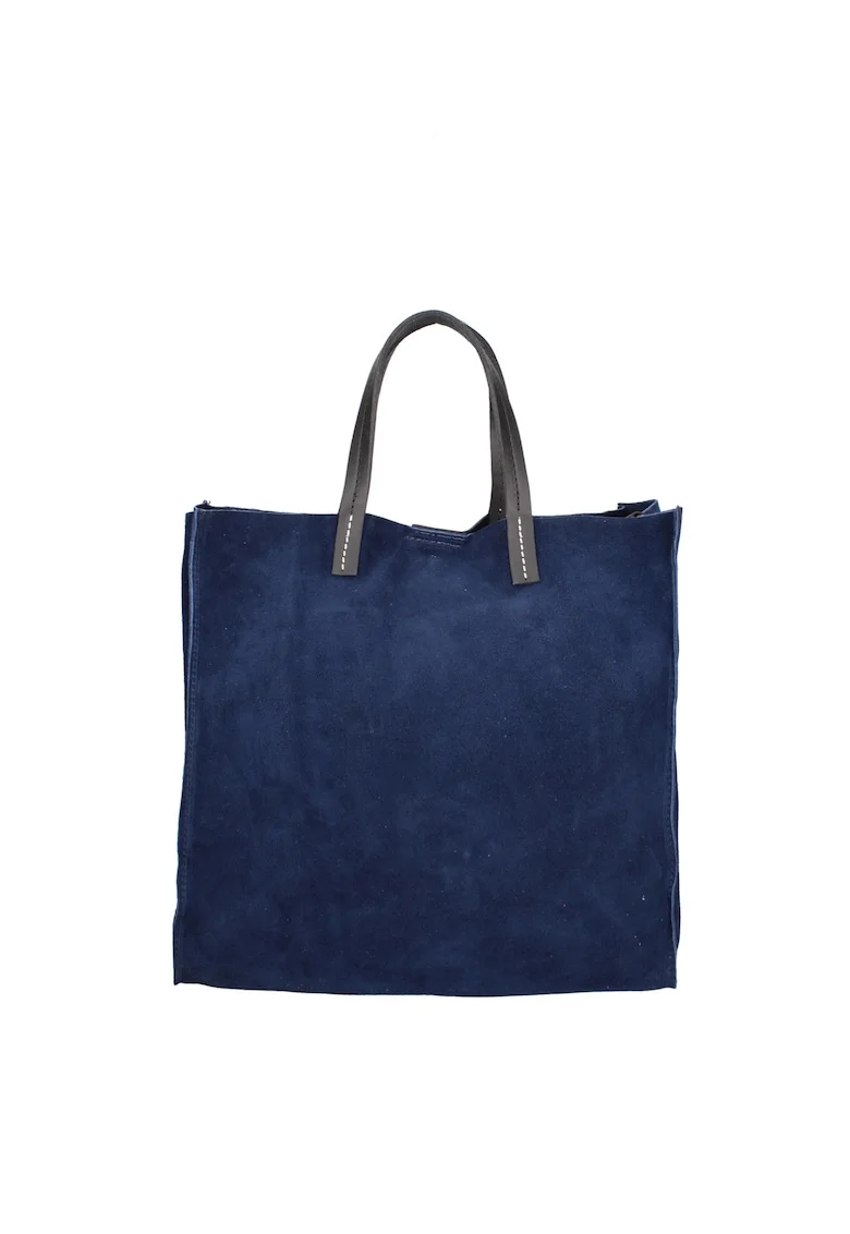 Geanta tote din piele intoarsa cu etui detasabil Novara Lux, Albastru inchis
