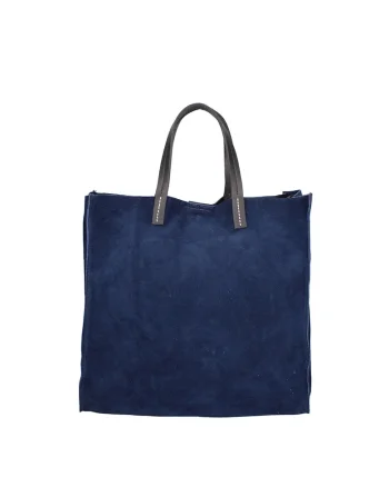 Geanta tote din piele intoarsa cu etui detasabil Novara Lux, Albastru inchis