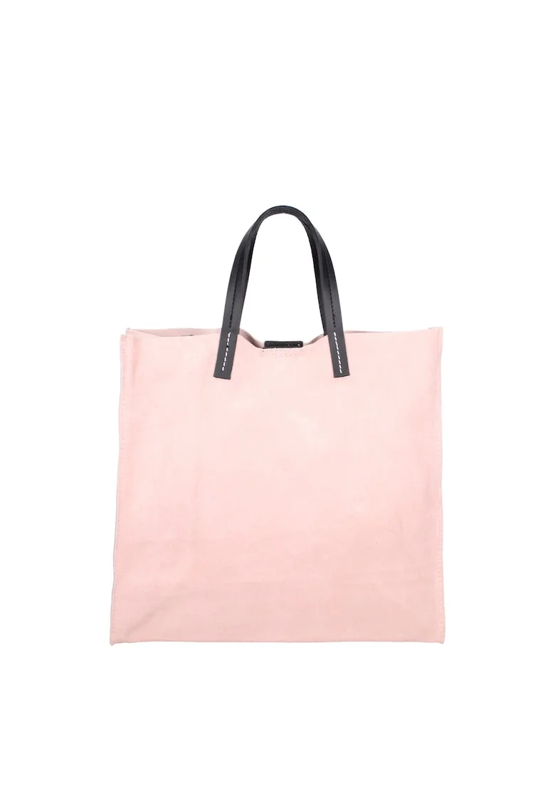 Geanta tote din piele intoarsa cu etui detasabil Novara Lux, Roz prafuit