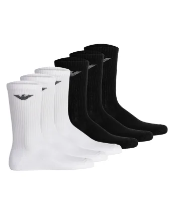 . Set de sosete lungi Sporty - 6 perechi, Alb/Negru