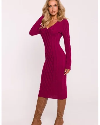Rochie tricotata cu decolteu in V,  One Sizeqwdxz