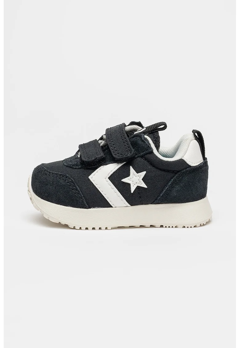 Pantofi sport cu garnituri de piele intoarsa Omega, Negru/Alb murdar