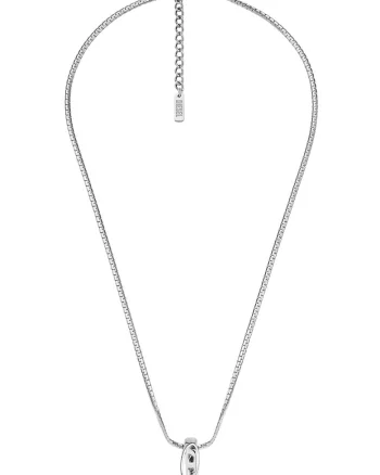 Colier unisex cu pandantiv inel, Argintiu