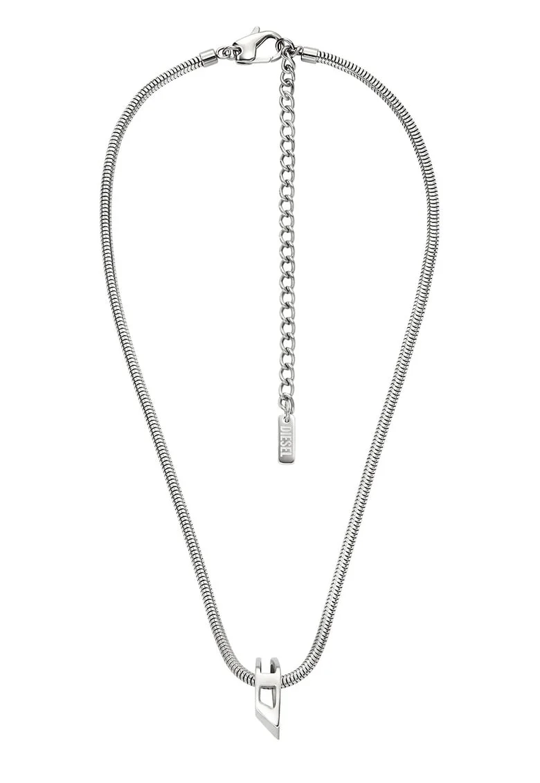 Colier unisex cu pandantiv logo, Argintiu