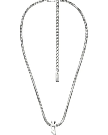 Colier unisex cu pandantiv logo, Argintiu