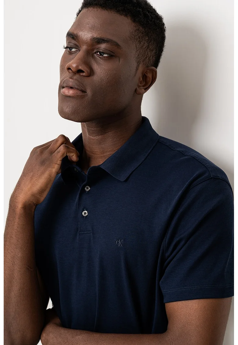 Tricou polo din bumbac cu monograma brodata discreta