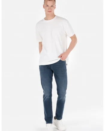 Blugi regular fit cu aspect decolorat Jack, Albastru inchis