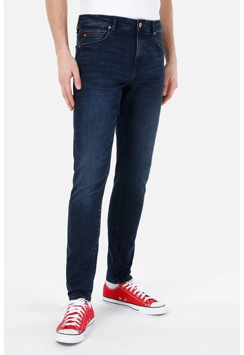 Blugi skinny cu aspect decolorat, Bleumarin