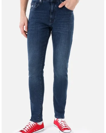 Blugi skinny cu aspect decolorat, Bleumarin