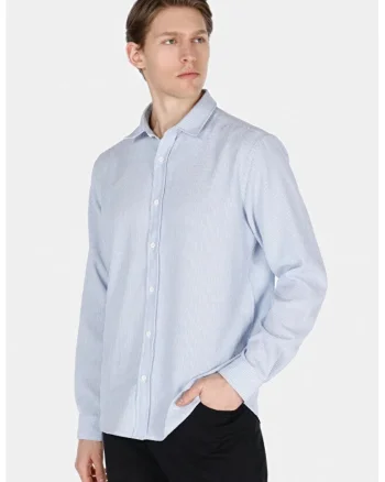 Camisa barbati,  albastra, regular fit, poliester