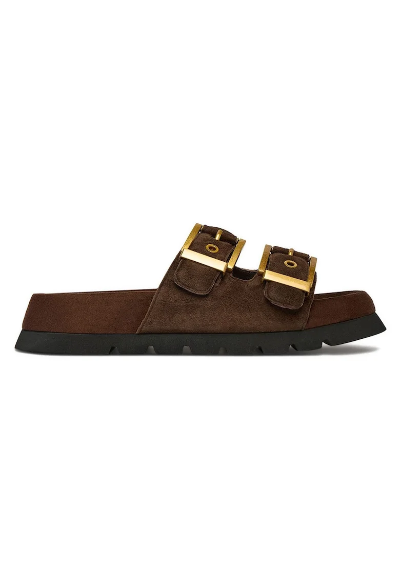 Papuci dama,  piele naturala, maro, Maro