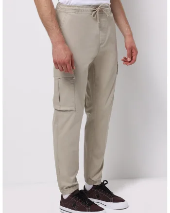 Pantaloni cargo cu snur in talie, Bej