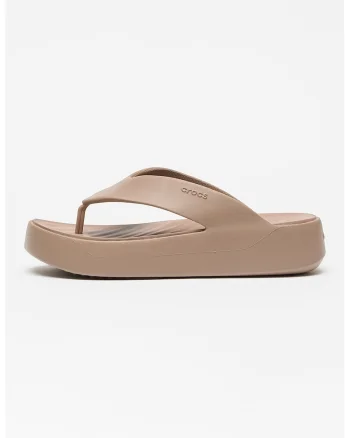 Papuci flip-flop flatform cu logo Getaway, Maro taupe inchis