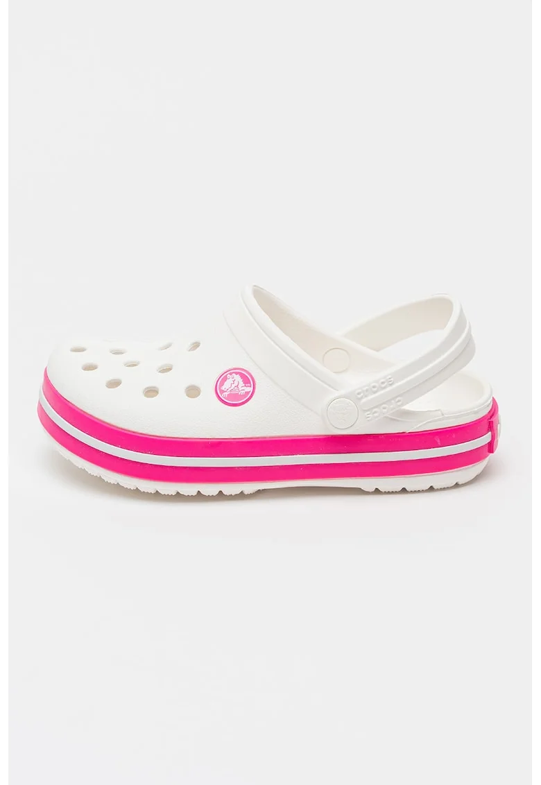 Saboti slingback flatform Crockband, Alb/Fucsia