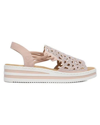 Sandale dama  platforma, roz, Roz