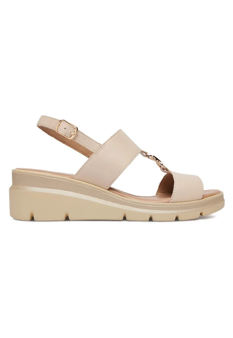 Sandale dama  bej, piele naturala, catarama, Bej