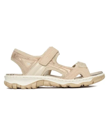 Sandale dama  roz, piele ecologica, inchidere velcro, Roz